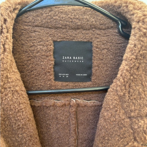 Zara Brown Teddy Jacket with Shearling Collar - Picture 3 of 6